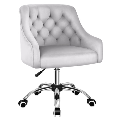 ALFORDSON Velvet Office Chair Computer Swivel Armchair Work Adult Kids (Grey)
