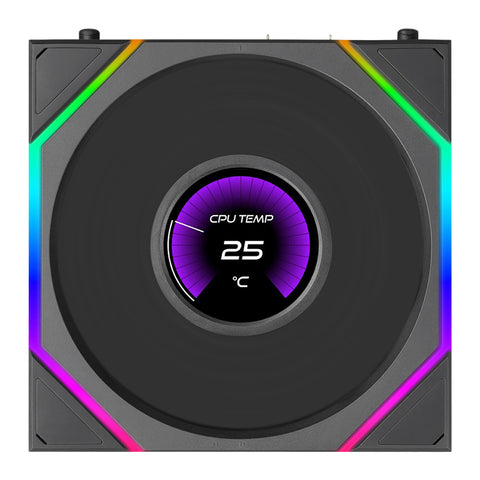 Lian Li Uni Fan TL 1.8in LCD Flex 2.4GHz Wireless 120mm Reverse Blade ARGB Fan - Black (12RTLLCD1F1B)