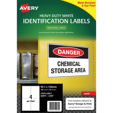 Avery White Heavy Duty Labels for Laser Printers 99.1 x 139 mm [100-Pieces]