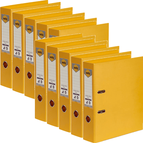Marbig Linen Lever Arch File Folder PE A4 75mm (Yellow) [Box 10]