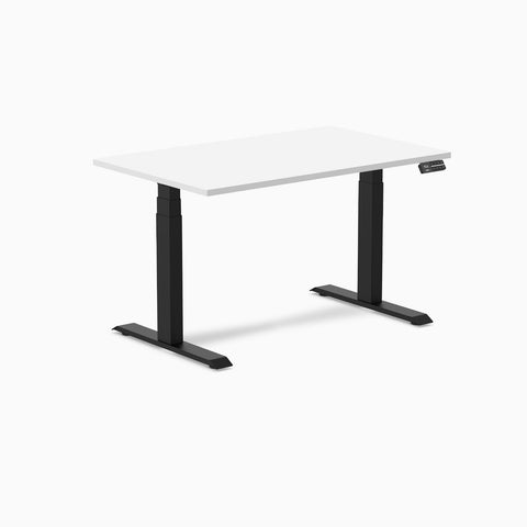Desky Dual Melamine Sit Stand Desk 120cm White Desktop and Matte Black Frame