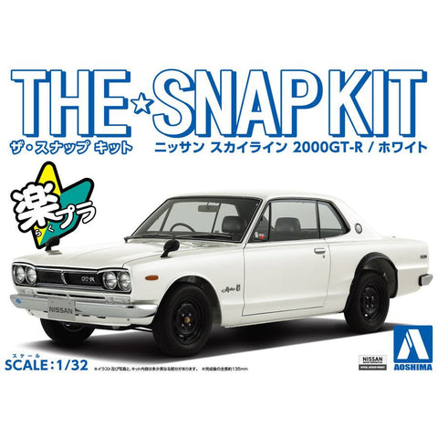 Aoshima 1/32 Snap Nissan Skyline 2000 GTR (White)