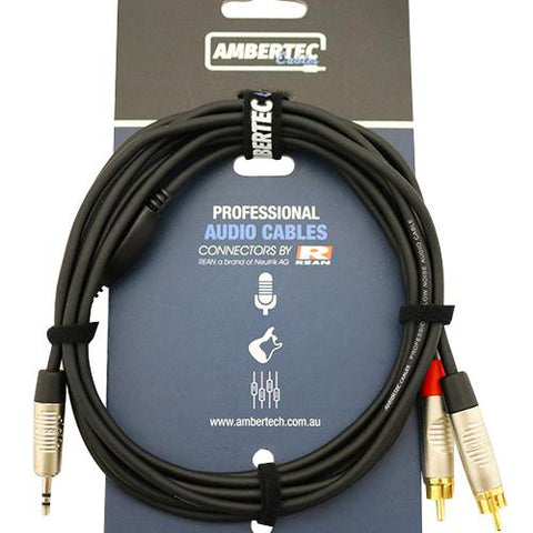 Ambertec Cables Y cable 1.5m REAN 3.5mm TRS plug - 2 x RCA plug