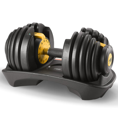 Powertrain 24kg Adjustable Dumbbell Home Gym Exercise Weights Free Workout (Gold)