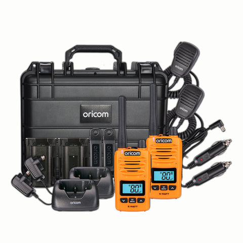 Oricom DTXTP600OR 5 Watt IP67 Waterproof Handheld UHF CB Radio Trade Pack - Orange