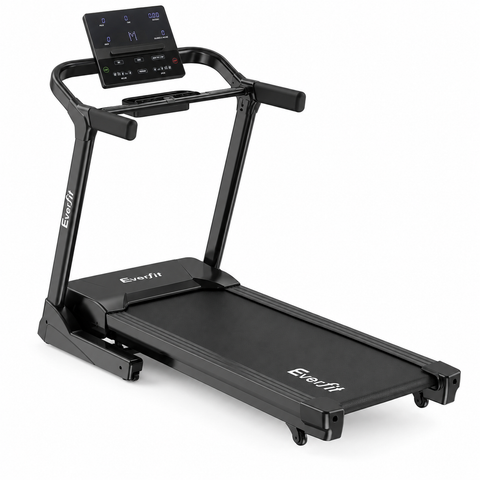 Everfit Walking Pad Treadmill with 15-Level Auto Incline Smart Knob Control Foldable Black