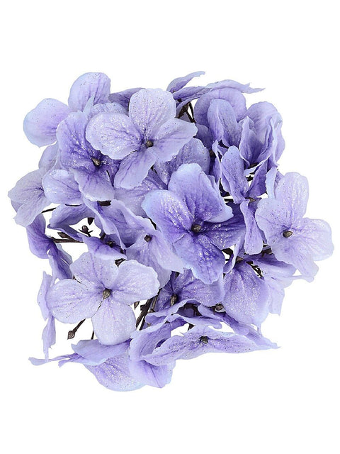Christmas Warehouse - PICK2411 Violet Hydrangea Floret Cluster With Silver Christmas Tree Clip Pick | 15cm Violet