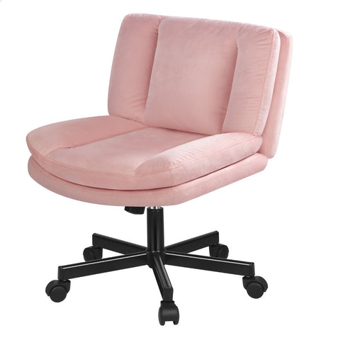 ALFORDSON Armless Office Desk Chair Mid Back Wide Seat Velvet (Pink)