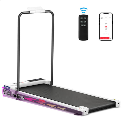 BLACK LORD Treadmill Walking Pad Electric Incline Under Desk (White)