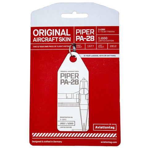 Boyle Aviationtag Keychain Piper PA28 Tag 14.5cm (White)