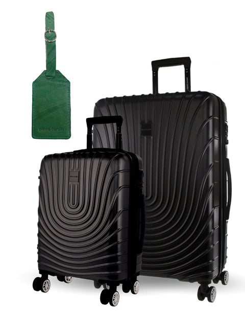 Pierre Cardin Hard-Shell Suitcase Medium+Cabin Black 2pcs
