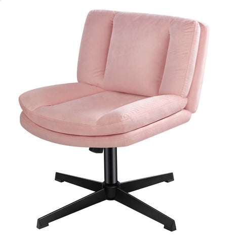ALFORDSON Armless Office Desk Chair Mid Back Wide Seat Velvet (Pink)