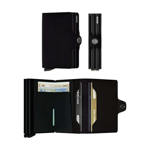 Secrid Twinwallet Compact RFID Aluminium Crisple Leather Wallet Black