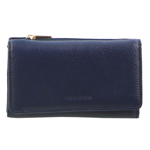 Pierre Cardin Women's Leather Tri-Fold Protected RFID Wallet 14cm Navy
