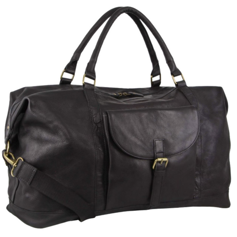 Pierre Cardin Leather Business Overnight Bag - Black