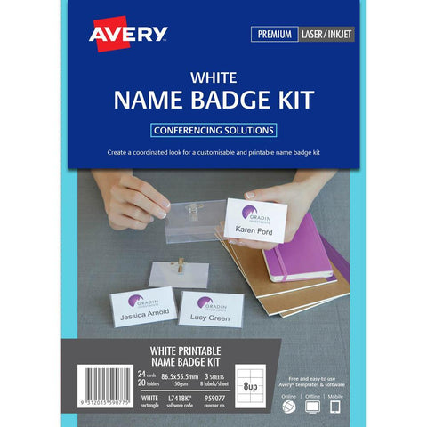 Avery 959077 L7418K Name Badge Kit Microperforated 86.5x55.5mm White