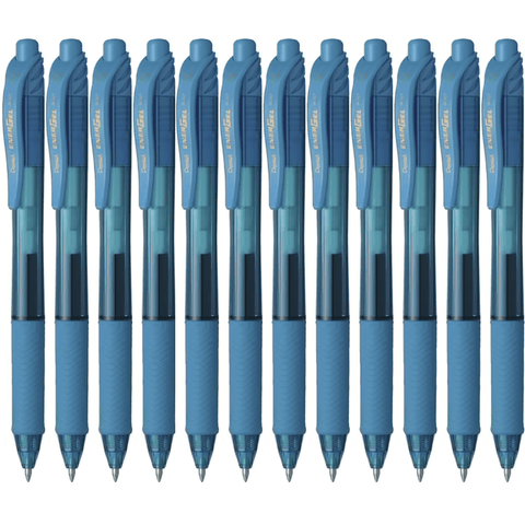 Pentel BL107 Box 12 Energel-X Retractable Gel Ink Pen 0.7mm (Sky Light Blue)
