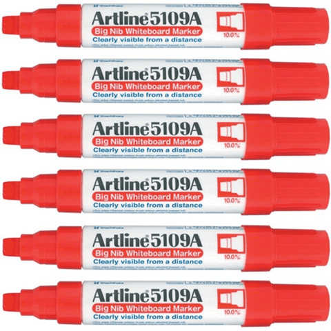 Artline Whiteboard Marker Big Nib 10mm Chisel Tip (Red) [Box 6]