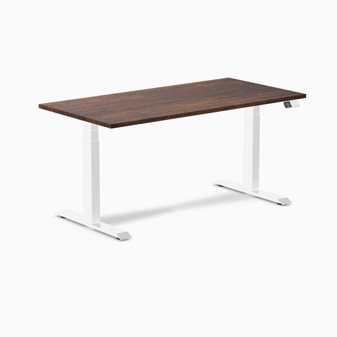 Desky Dual Softwood Sit Stand Desk 150cm American Rustic Pine Desktop and White Frame