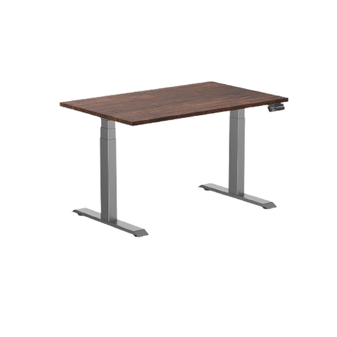 Desky Dual Softwood Sit Stand Desk 120cm American Rustic Pine Desktop and Space Grey Frame