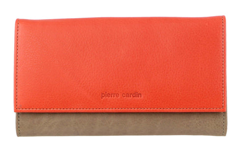 Pierre Cardin Women's Multi Colour Leather Tri-Fold Wallet 14cm Orange