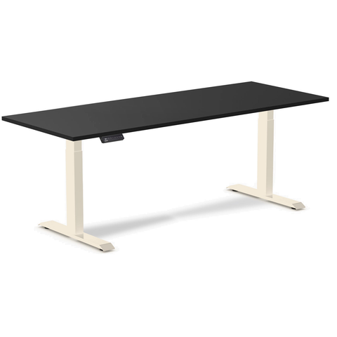 Desky Single Sit Stand Gaming Desk 200cm Black Desktop and Wheat Frame