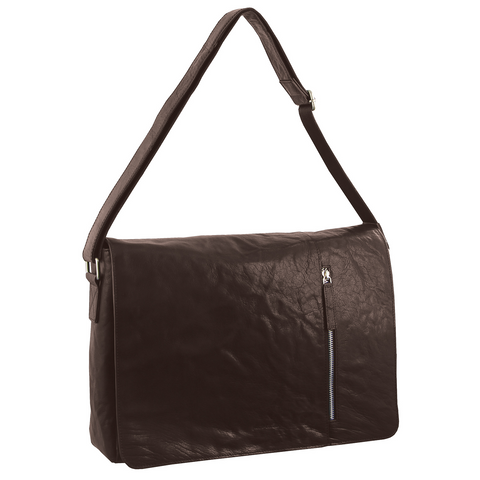 Pierre Cardin Rustic Leather 15″ Laptop Messenger (Brown)