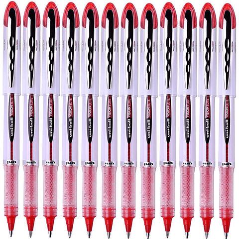Uni-Ball UB-200 Vision Elite Rollerball Pen Fine 0.8mm (Red) [Box 12 Bulk]