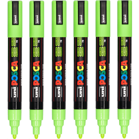 Uni Posca PC-5M Poster Marker Medium Bullet Tip 2.5mm (Apple Green) [6 Pack]