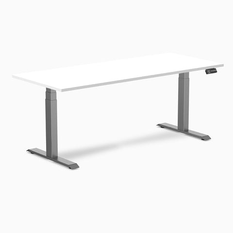 Desky Dual Melamine Sit Stand Desk 180cm White Desktop and Space Grey Frame