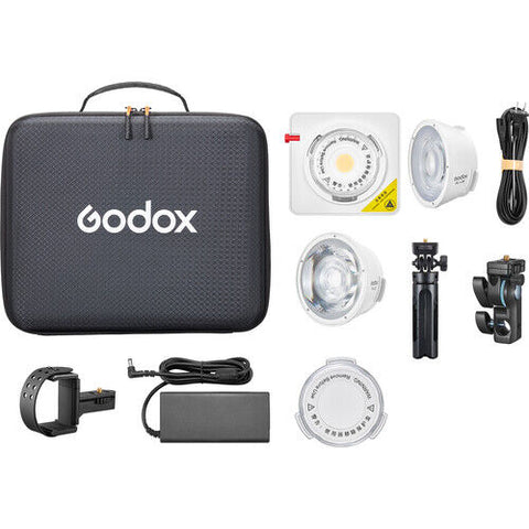 Godox ML100Bi Bi-Color Portable LED Light (36° Lens and Power Bank Holder Kit)