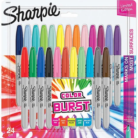 Sharpie 24 Pack Set Fine Permanent Markers Colour Burst