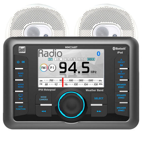 Dual MMC36BT Marine Stereo and Speaker Package