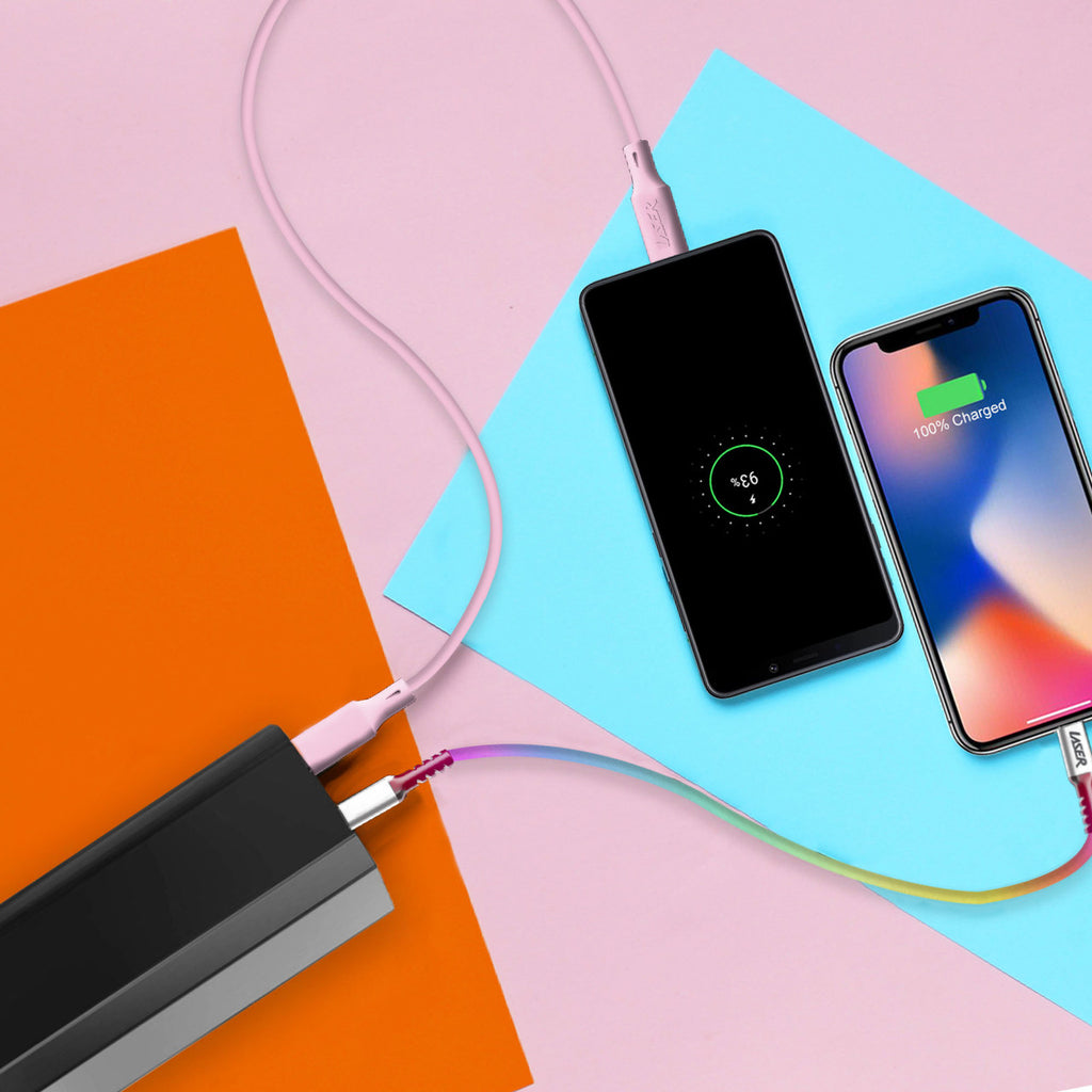 Laser 1m [2 Pack] USBC 60W Fast Charge Cable (Rainbow Pink) JB HiFi