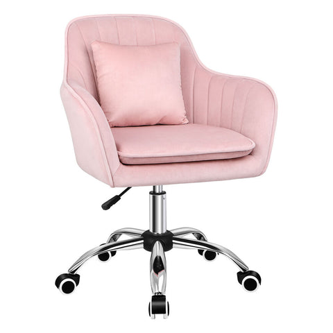 ALFORDSON Velvet Office Chair Computer Swivel Armchair Work Adult Kids (Pink)