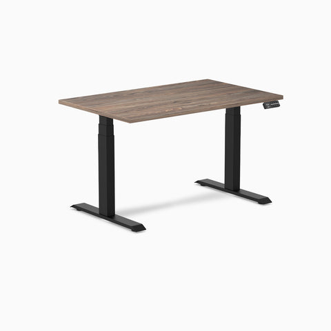 Desky Dual Melamine Sit Stand Desk 120cm Natural Walnut Desktop and Matte Black Frame