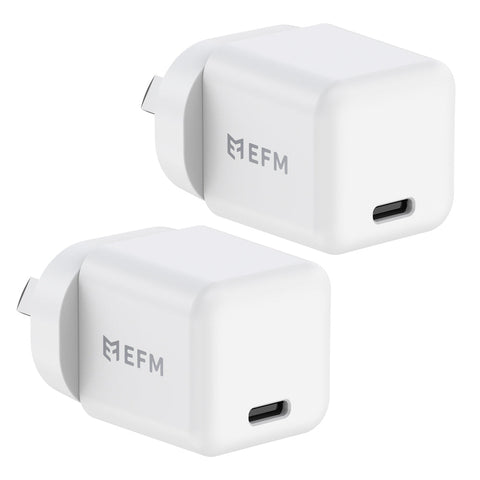 EFM ECO 20W GaN Wall Charger Twin Pack (White)