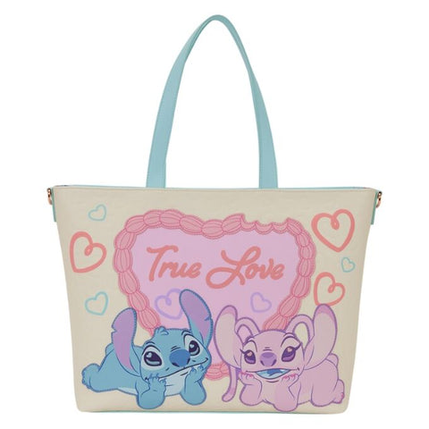 Loungefly Disney Lilo and Stitch - Stitch and Angel "True Love" Tote Crossbody Bag