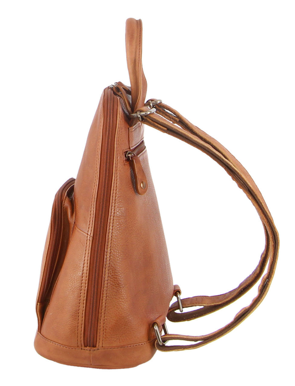 Milleni Genuine Italian Soft Nappa Leather Backpack (Cognac) - Thumbnail 4