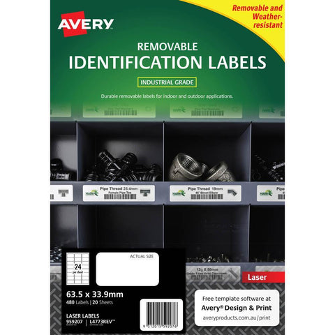 Avery 959207 Removable Heavy-Duty Labels 63.5x33.9mm White Pack 20