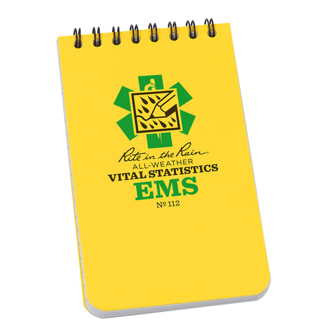 Rite In The Rain Top Spiral 3 x 5 EMS Polydura Notebook - Vital Statistics Form - Yellow