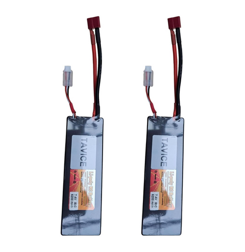TAVICE 2 Pack 2S LiPo Battery 7.4V 6200mAh 50C Hard Case with T Connector Compatible with RC Cars, Trucks, 1/8 & 1/10 Buggy