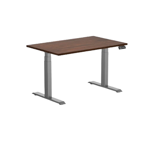 Desky Dual Rubberwood Sit Stand Desk 120cm Red Walnut Desktop and Space Grey Frame