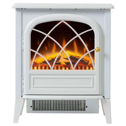 Dimplex Ritz 2kW Freestanding Electric Fire Stove Heater, Portable White Fireplace with Optiflame LED Log Flame Effect