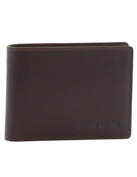 Pierre Cardin Men's Leather Bi-Fold RFID Protected Wallet Chocolate 11cm