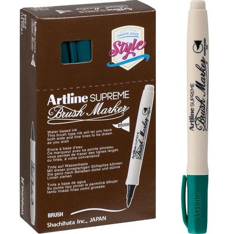 Artline Supreme Brush Marker Box of 12 (Dark Green)