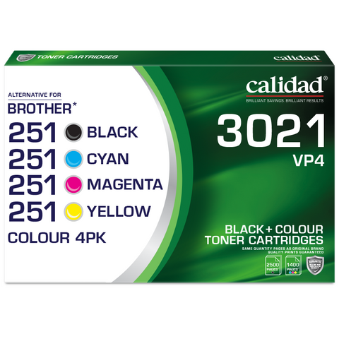 Calidad Brother TN-251 BCMY Laser Toner Cartridges 4 Pack