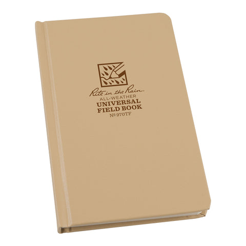 Rite In The Rain Bound Hard Cover 4.375 x 7.25 Fabrikoid Book - Universal - Tan