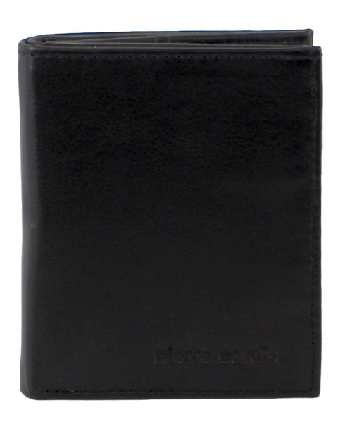 Pierre Cardin Men's Rustic Leather Slim Protected RFID Bi-Fold Wallet Black