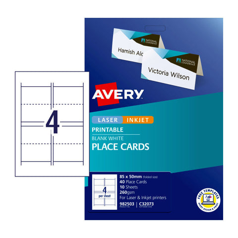 Avery Printable Folded Placecards, 85 x 50 mm, [40-Pieces]
